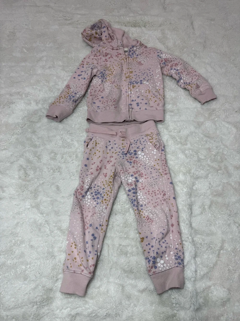 OshKosh B'gosh Light Pink Floral Sparkle Jogger Set